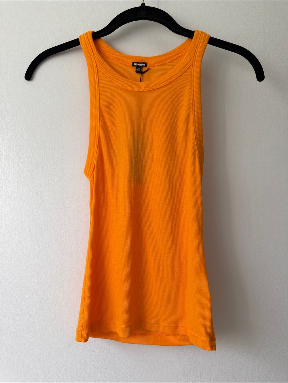 Monrow Bright Orange Ribbed Tank
